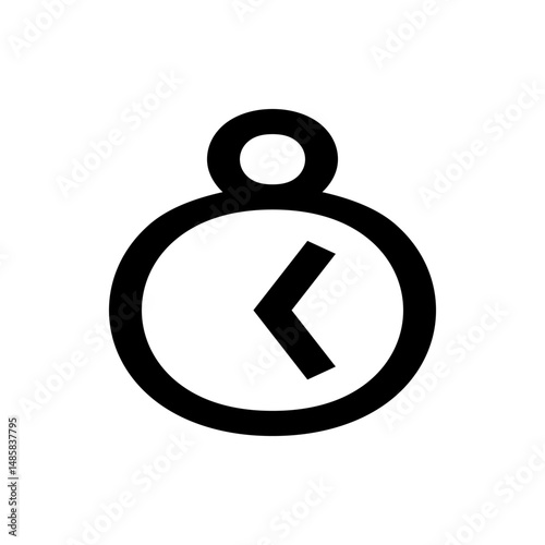 A simple black and white illustration of a clock with a short hand pointing to the left side of the clock face