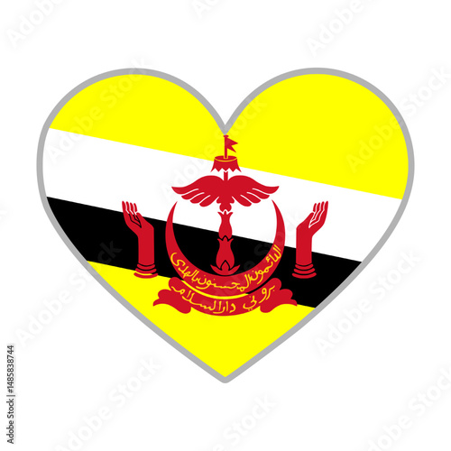 Brunei Darussalam flag. Brunei love flag. Brunei Darussalam flag in heart shape. Love symbol. Vector illustration