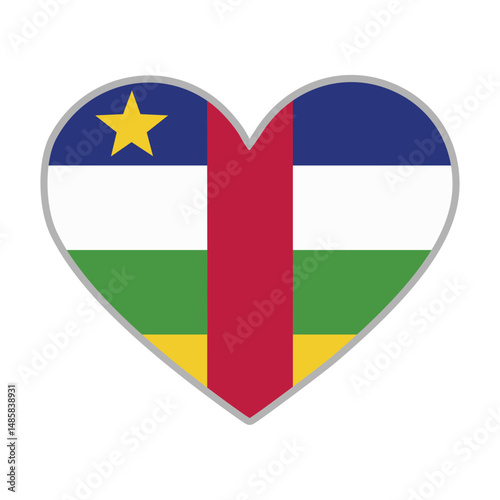Central African Republic flag. Central African Republic love flag. Central African Republic flag in heart shape. Love symbol. Vector illustration