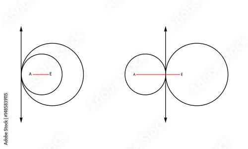Externally and Internally tangent circles  . Vector Illustration .EPS 10 .