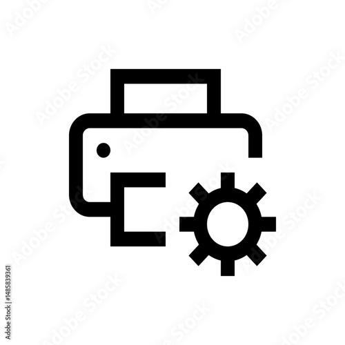 Illustration of a printer icon with a gear symbol indicating settings or configuration options for printing 1