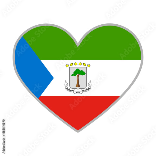 Equatorial Guinea flag. Equatorial Guinea love flag. Equatorial Guinea flag in heart shape. Love symbol. Vector illustration