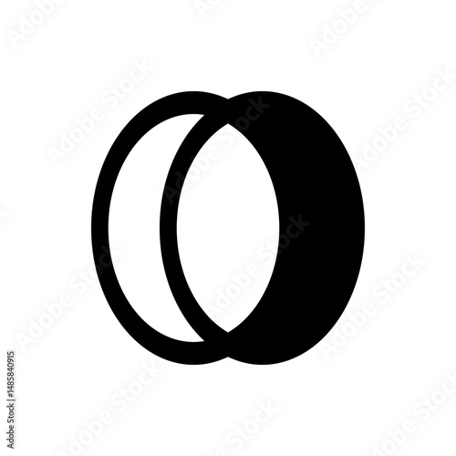 Overlapping circles creating a partial eclipse effect with black and white contrast generating a design