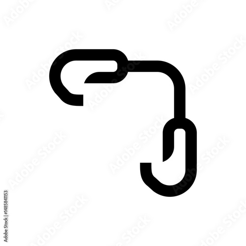 Abstract black line art featuring an angular shape resembling a stylized chain link design element icon