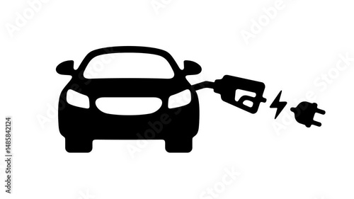EV charging stations for car, transport and  vehicle, graphic animation. Black. Alpha channel. Transparent background motion design. 4K resolution photo