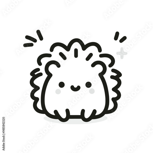 ute doodle of a hedgehog with a playful mood in a minimalist cartoonish style against a transparent background