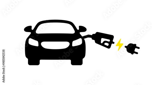 EV charging stations for car, transport and  vehicle, graphic animation. Colored. Alpha channel. Transparent background motion design. 4K resolution photo