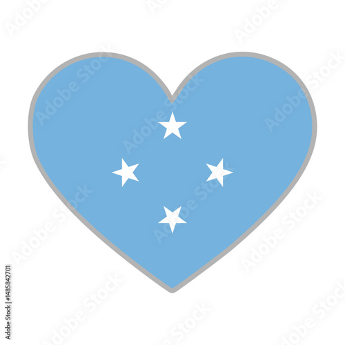 Micronesia flag. Micronesia love flag. Micronesia flag in heart shape. Love symbol. Vector illustration