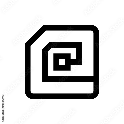 Illustration of a sim card with a geometric pattern and a small square in the center on a white background