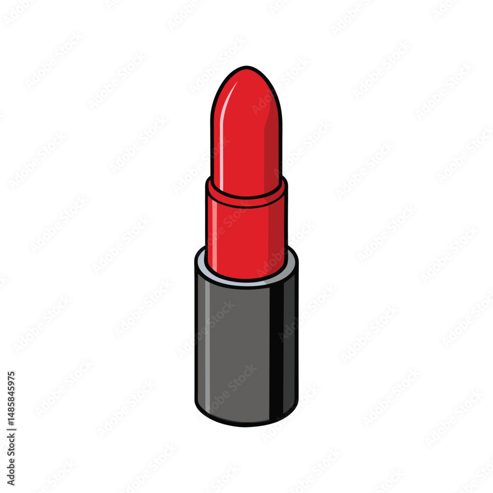 Fototapeta premium Red lipstick vector illustration. Realistic cosmetic beauty product, makeup accessory, glamour fashion item design.