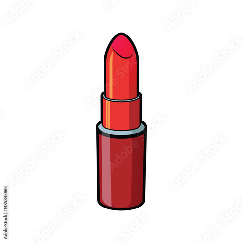 Red lipstick vector illustration. Realistic cosmetic beauty product, makeup accessory, glamour fashion item design.

