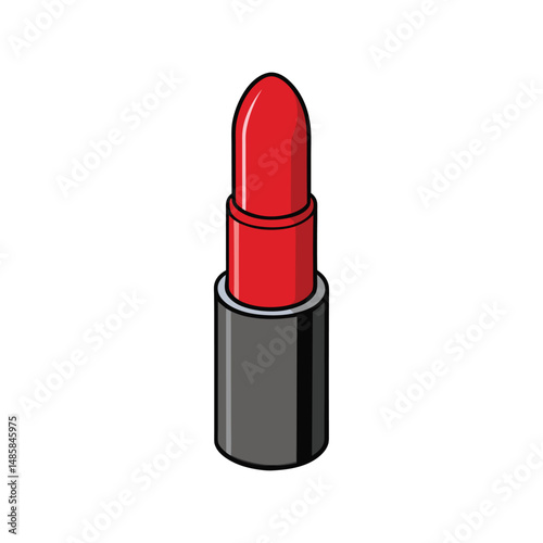 Red lipstick vector illustration. Realistic cosmetic beauty product, makeup accessory, glamour fashion item design.

