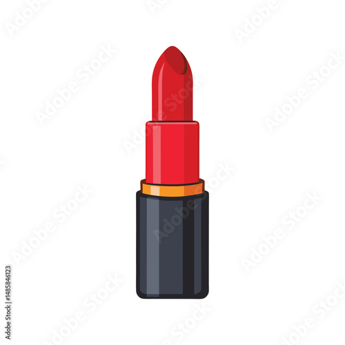 Red lipstick vector illustration. Realistic cosmetic beauty product, makeup accessory, glamour fashion item design.

