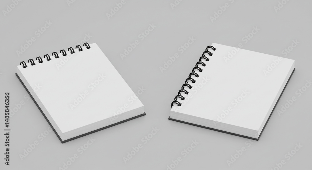 Two Blank Spiral Notebooks Mockup Artistic Sketchpad Stationery Open Design Journal White Pages for Two Blank Spiral Notebooks Mockup Artistic Sketchpad Stationery Open Design Journal White Pages for