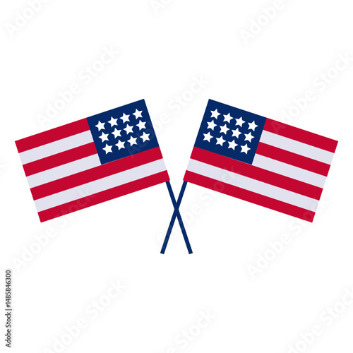 Crossed american flags design element