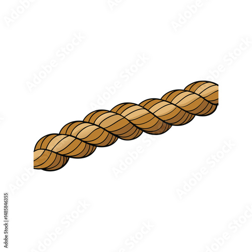 Rope vector illustration. Twisted strong rope, climbing cord, nautical element, realistic texture, isolated rope design.