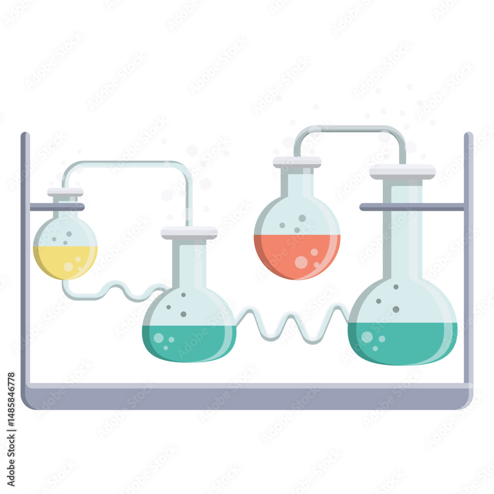 Obraz premium Flask liquid fluid bead bubble illustration