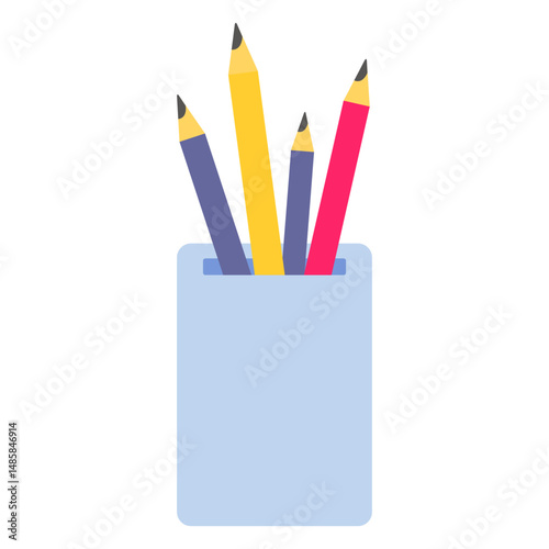 Pencil pot color colour flat
