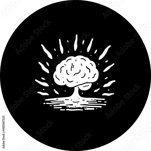 Brainstorming illumination: Conceptual illustration of intellectual brilliance and cognition