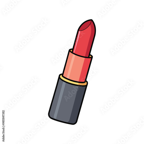 Red lipstick vector illustration. Realistic cosmetic beauty product, makeup accessory, glamour fashion item design.

