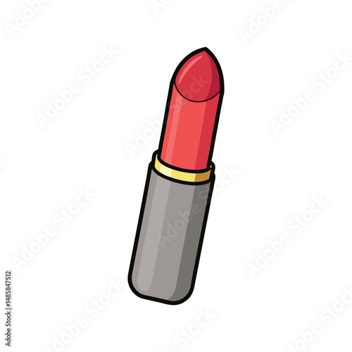 Red lipstick vector illustration. Realistic cosmetic beauty product, makeup accessory, glamour fashion item design.

