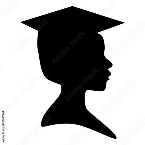 Girl graduating student square academic cap graduate silhouette