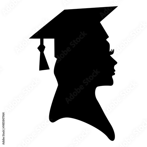Graduate girl graduating student square academic cap silhouette