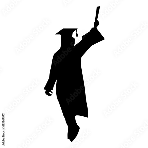 Graduating student graduate square academic cap silhouette