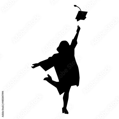 Graduating student happy graduate square academic cap silhouette