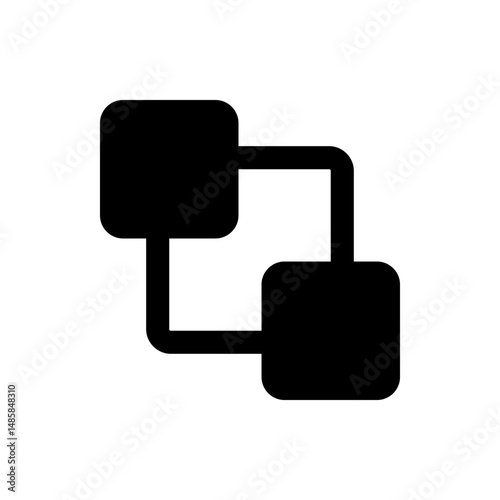 Illustration of two rounded squares connected by thick lines in a simple diagram arrangement design element