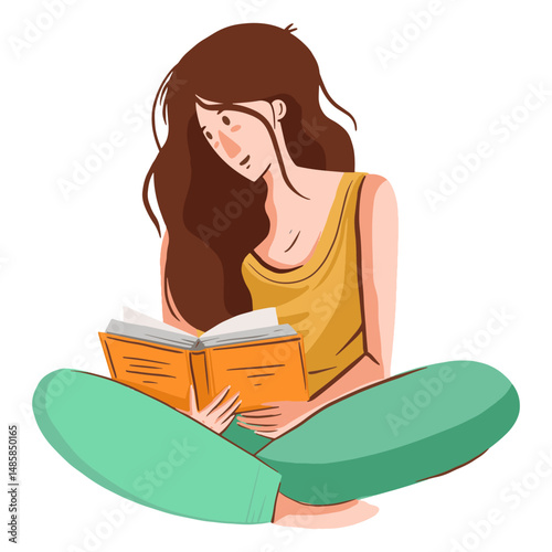 Girl reading character