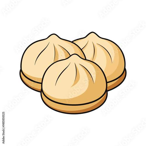 Dumpling vector illustration. Traditional Asian food, steamed or fried dumpling clipart, Chinese Japanese Korean cuisine art.

