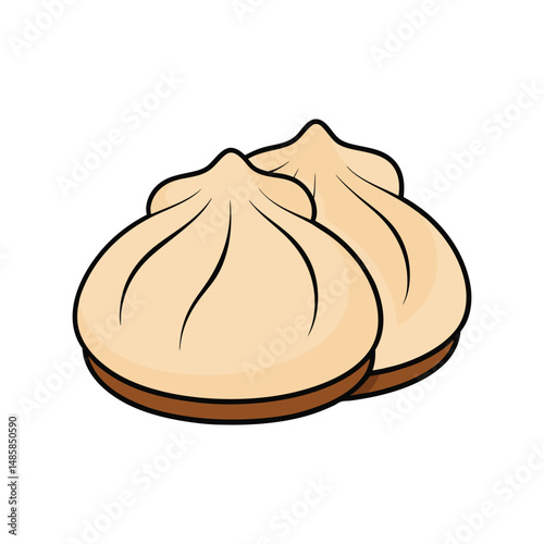 Dumpling vector illustration. Traditional Asian food, steamed or fried dumpling clipart, Chinese Japanese Korean cuisine art.

