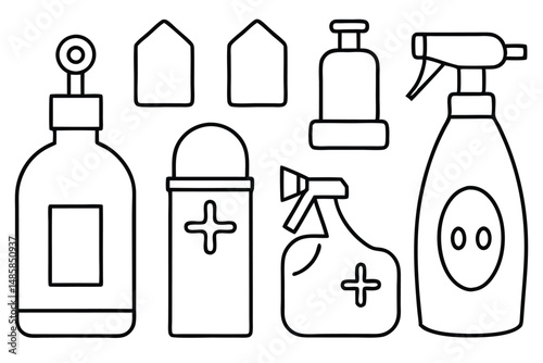 Disinfectant Solution Kills Germs Line art
