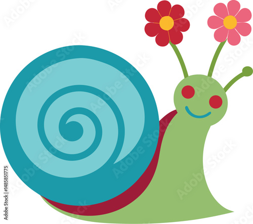 snail with a flower