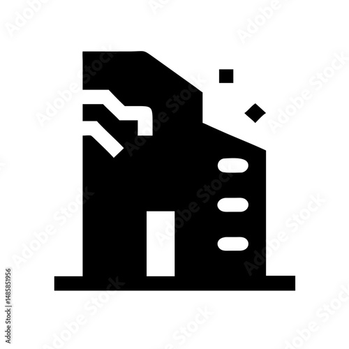Icon of a damaged building to signify destruction or disrepair
