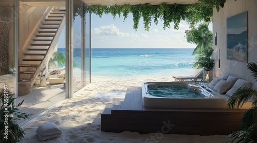 luxurious beachfront hot tub retreat