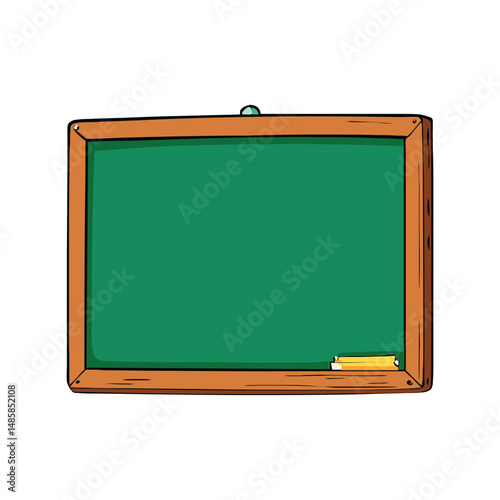 Green chalkboard vector illustration. Classroom blackboard with wooden frame. Blank school board isolated on white background.

