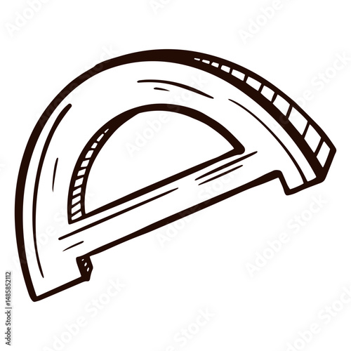 Protractor ruler hand drawn