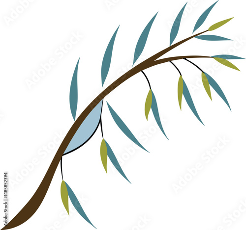 vector illustration of bamboo leaves on white