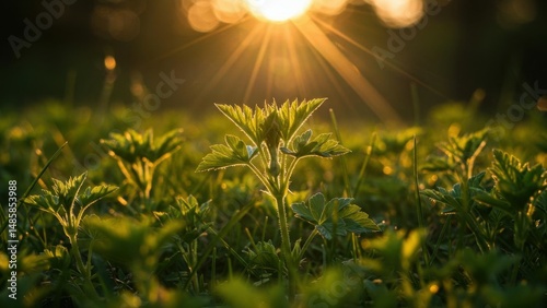 Plant life in field with sunlight