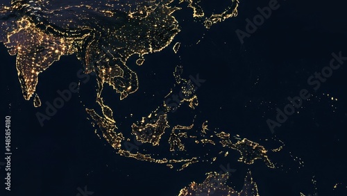 Night view of Asia and Australia from space