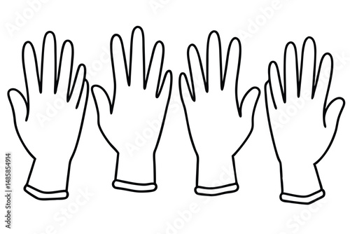 Disposable gloves for hygiene Line art
