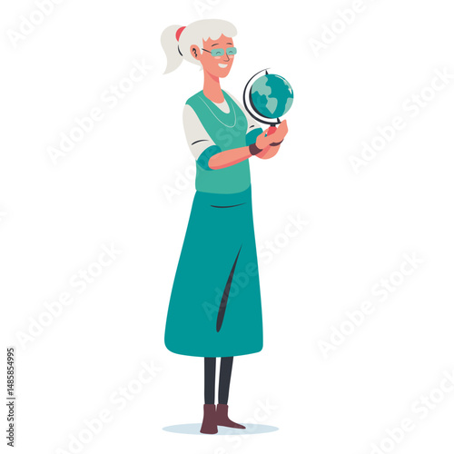Elder with globe character