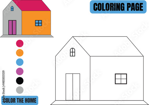 Simple Home Outline Coloring Page for Kids