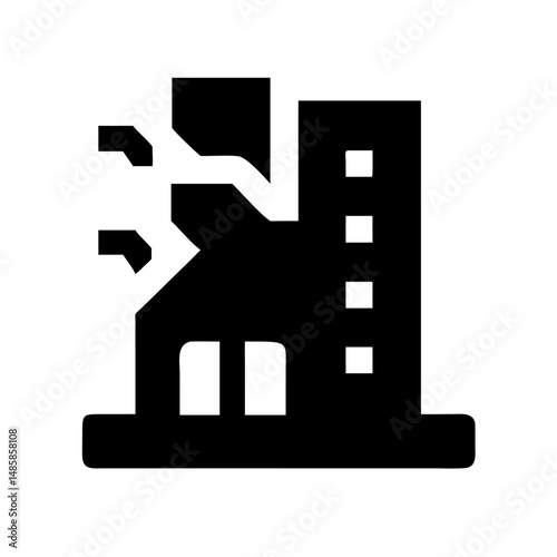 Icon of a damaged building to signify destruction or disrepair