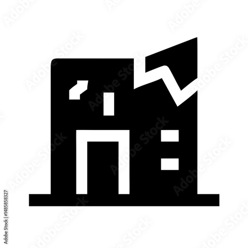 Icon of a damaged building to signify destruction or disrepair