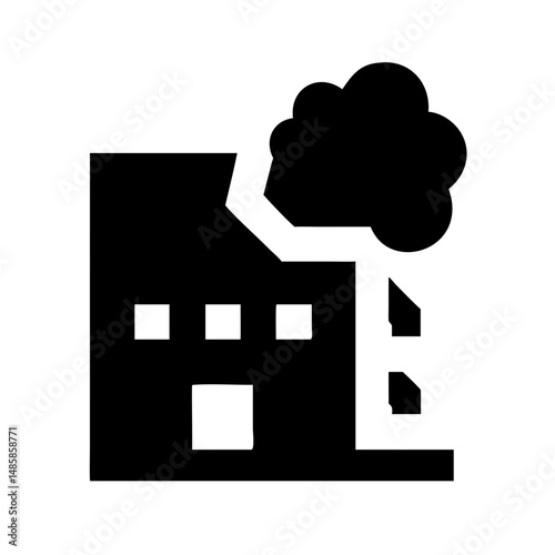 Icon of a damaged building to signify destruction or disrepair