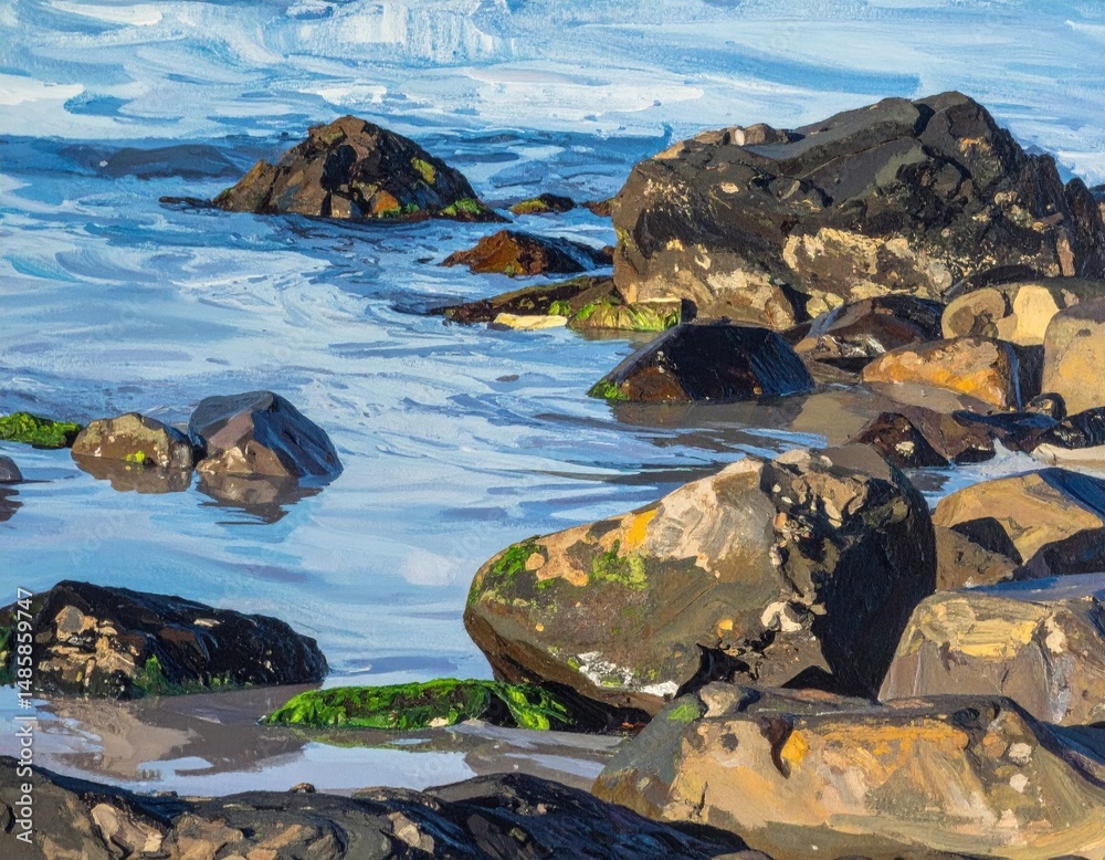 Fototapeta premium Coastal Rocks And Water