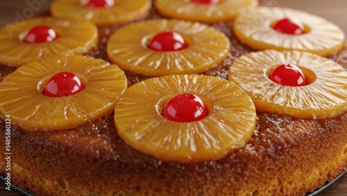Pineapple upside-down cake, home made treat.